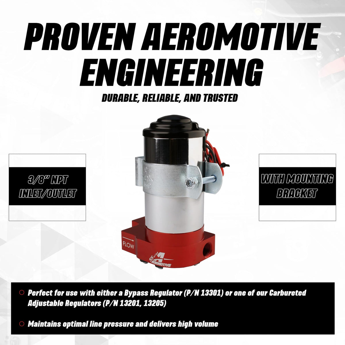 AEROMOTIVE 11203 Aeromotive SS Carbureted Electric Fuel Pump 12V - 3/8 NPT External - 11203