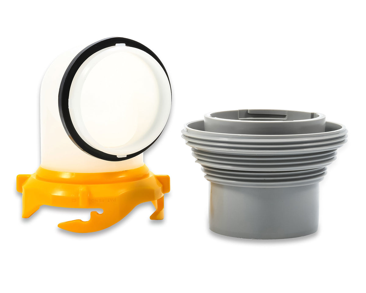 CAMCO 39471 Camco Revolution RV Sewer Hose Bayonet Elbow | Features a Built-In Gasket for an Odor-Tight Connection, a 360-Degree Swivel for Easy Install, and Includes a 4-in-1 Adapter (39471)
