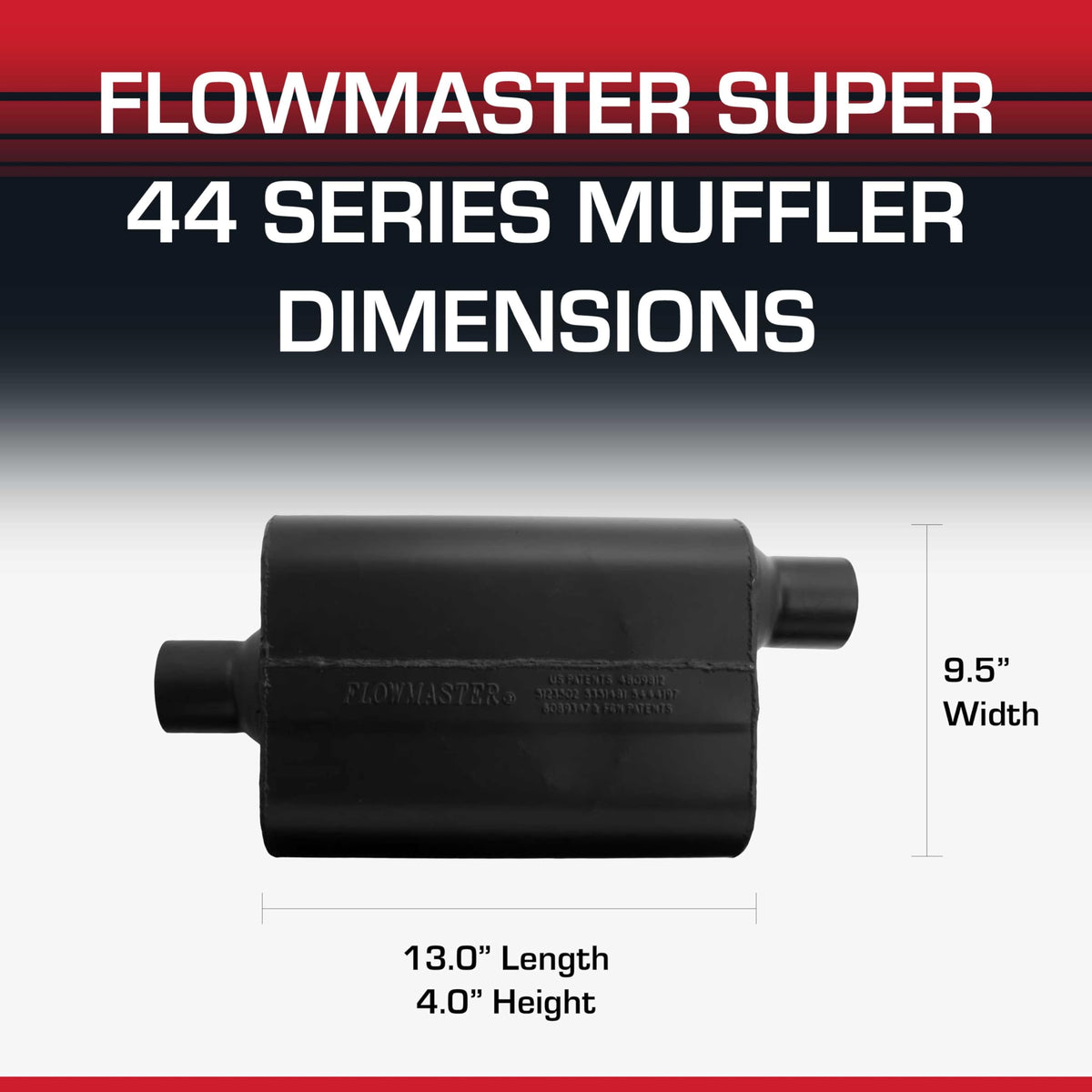 FLOWMASTER 942547 Flowmaster Super 44 Series Chambered Muffler – 2.50" Center In/Offset Out