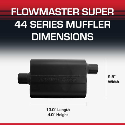 FLOWMASTER 942547 Flowmaster Super 44 Series Chambered Muffler – 2.50" Center In/Offset Out