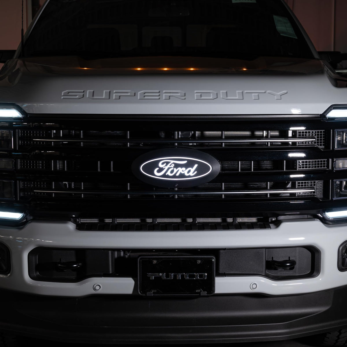 PUTCO 92804 Putco Luminix White Oval LED Emblem - Fits Ford Super Duty F250, F350, F450, F550 2023-2026 with Camera and w/o Washer