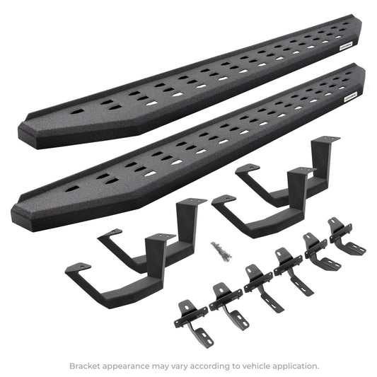 GO RHINO 6941768020T Go Rhino RB20 Running Boards, Mounting Brackets, & 2 Pair of Drop Steps | Galvanized Steel, Protective Bedliner Coating | 6941768020T | Fits 1999-2016 Ford F-250, F-350 Super Cab Pickup