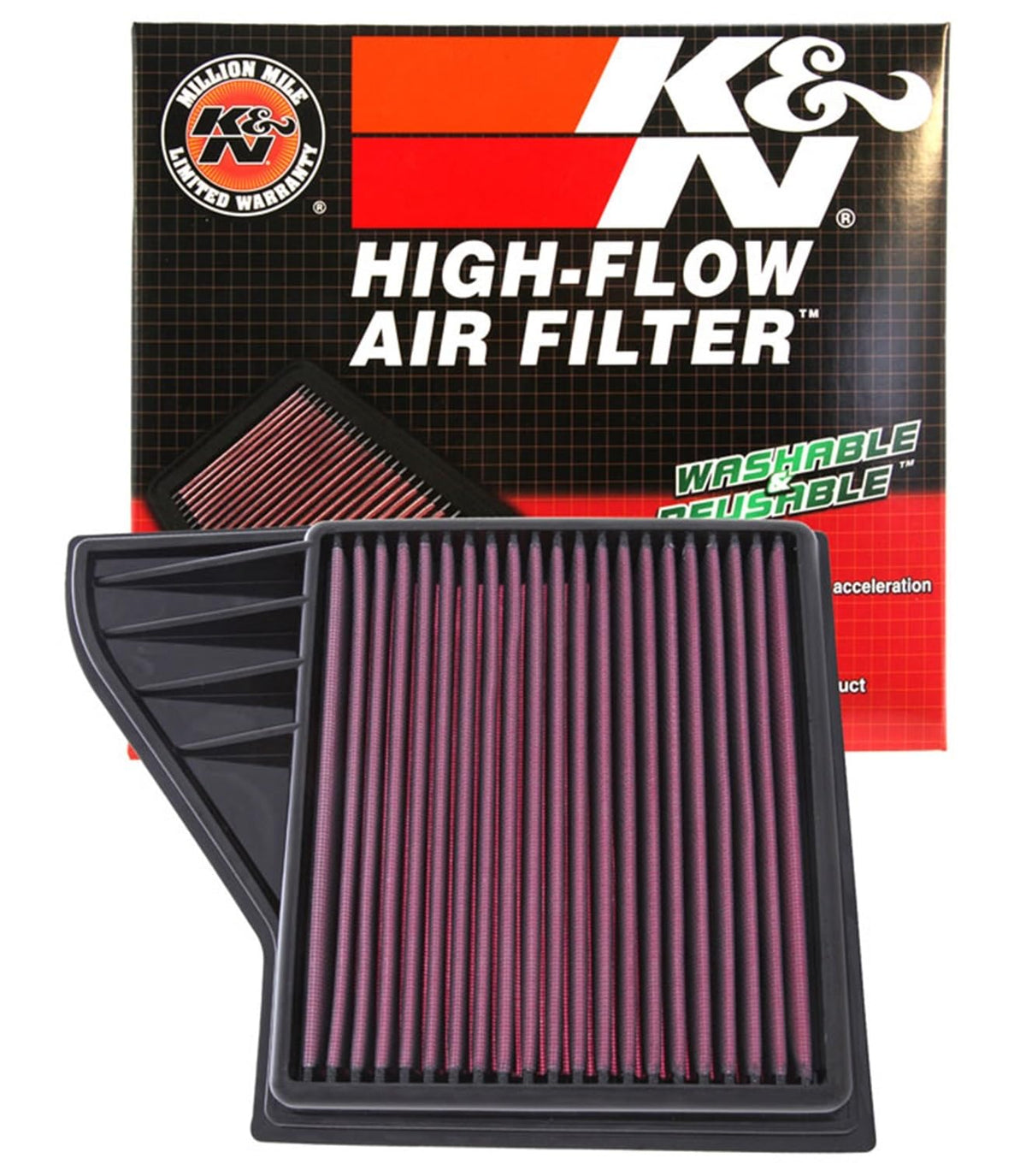 K&N FILTER 33-2431 K&N High-Flow Original Lifetime Engine Air Filter: Increase Power: Premium, Washable: Compatible with 2010-2014 FORD: Mustang, Mustang Boss 302, GT, 33-2431