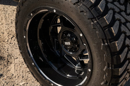 Grid Wheels GD14-20090550M1510 Grid Off-Road GD14 Custom Wheel - 20x9, 15 Offset, 5x150 Bolt Pattern, 110.3mm Hub - Gloss Black with Milled Accents Rim