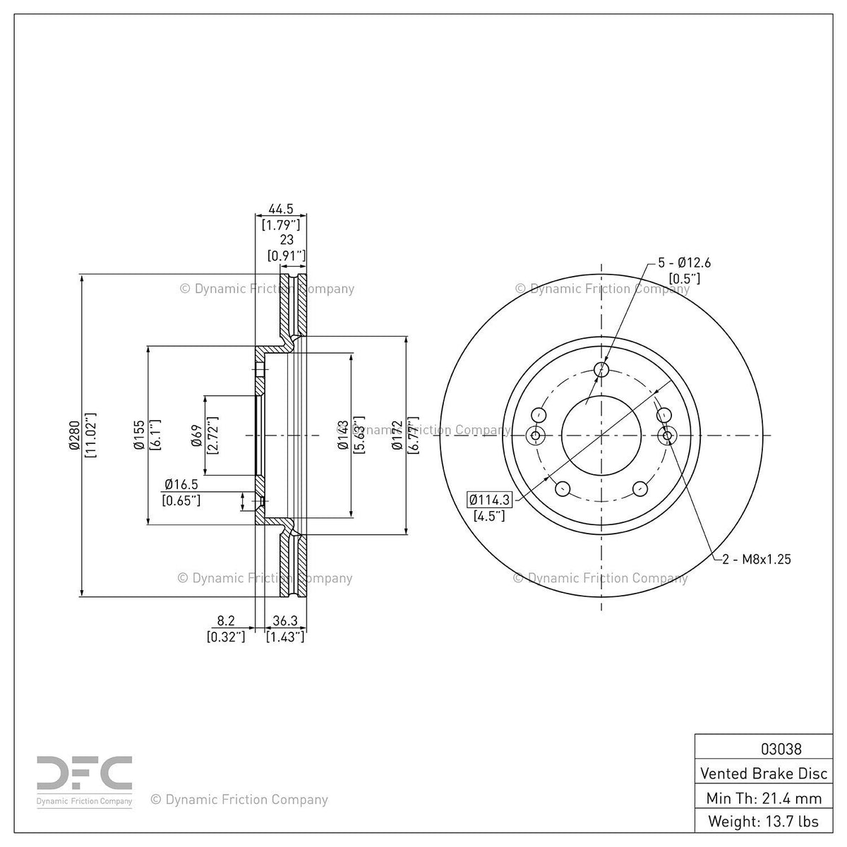 Dynamic Friction 604-03038 DFC Front Brake Rotor