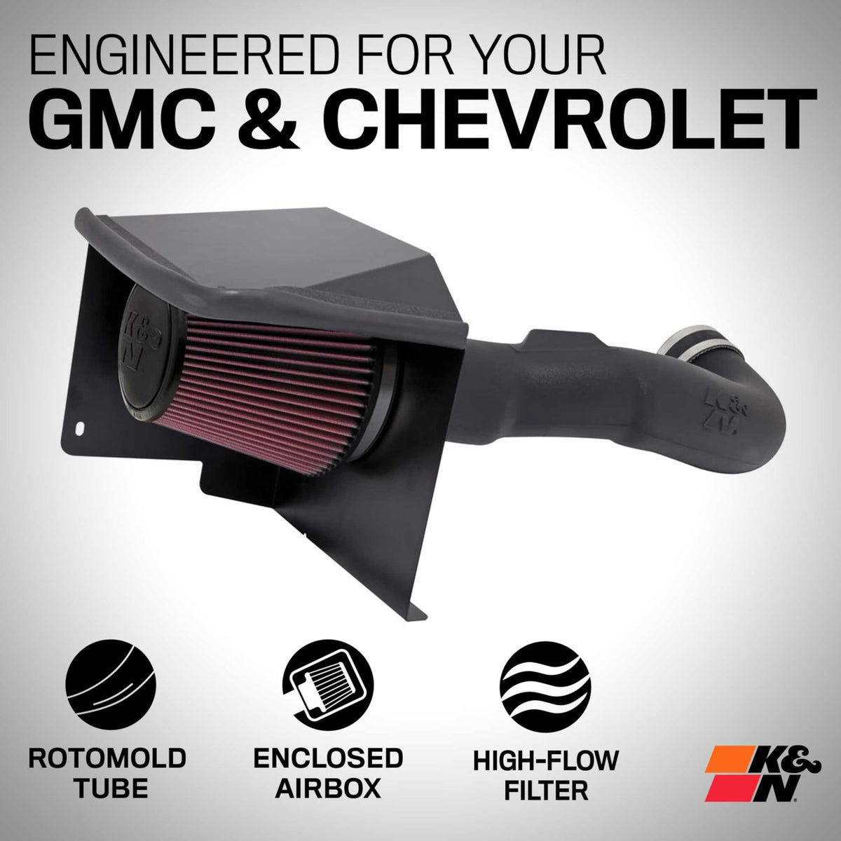 K&N FILTER 57-3070 K&N Cold Air Intake System: High-Flow Air Filter, Increase Performance & Towing: Compatible with 2009-2014 Chevy/GMC/Cadillac Silverado, Suburban, Tahoe, Sierra, Yukon, Escalade, Avalanche, 57-3070