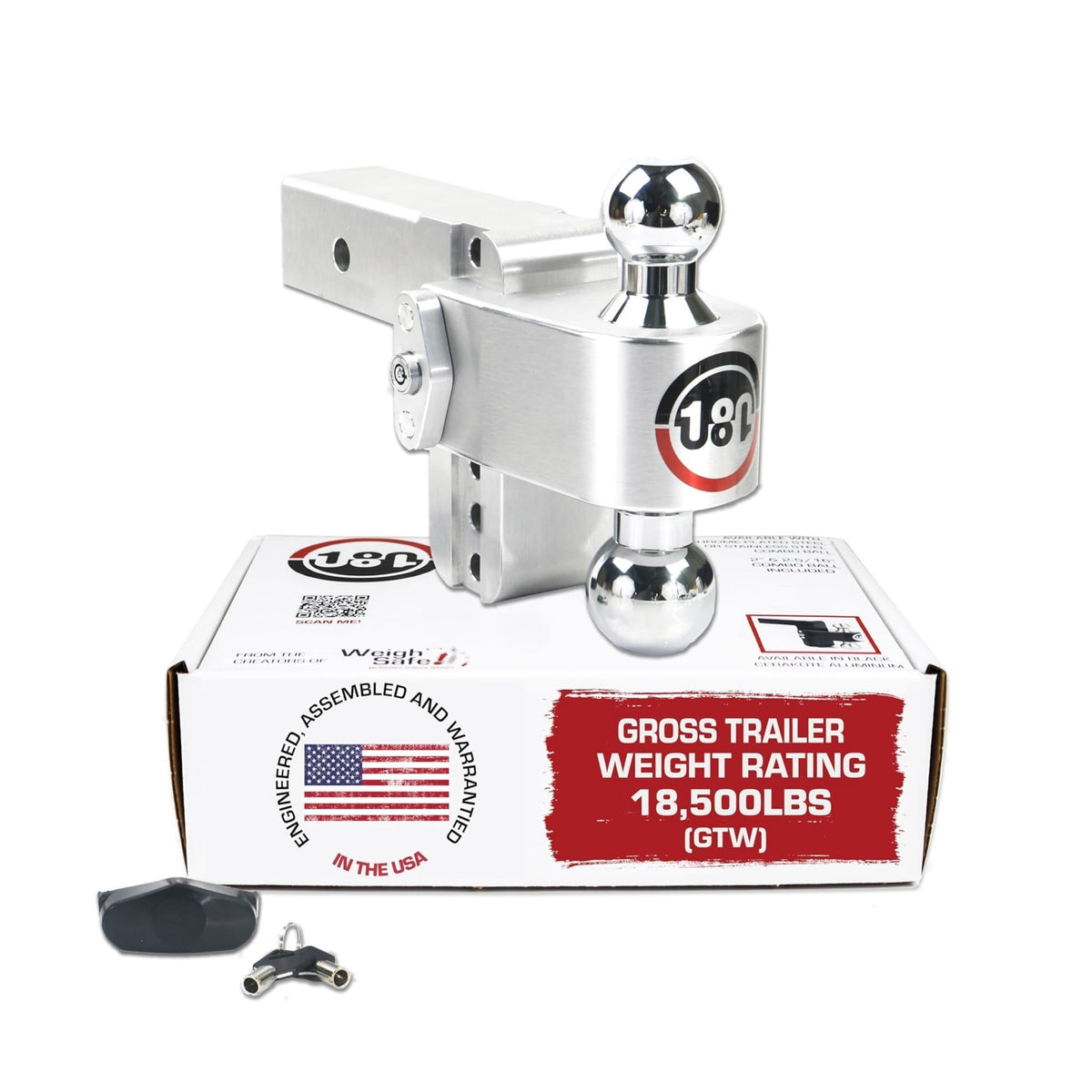 WEIGH SAFE CTB4-2.5 Weigh Safe Trailer Hitch Ball Mount, 4" Drop, 2.5" Receiver, Chrome Balls