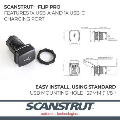 SCANSTRUT SC-USB-F1 Scanstrut SC-USB-F1 FLIP PRO FAST CHARGE DUAL USB SOCKE