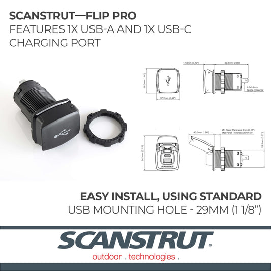 SCANSTRUT SC-USB-F1 Scanstrut SC-USB-F1 FLIP PRO FAST CHARGE DUAL USB SOCKE