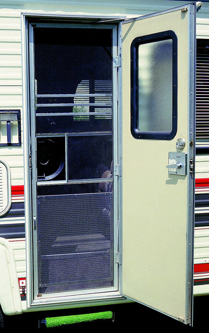 CAMCO 43980 Camco 43980 Aluminum Screen Door Standard Mesh Grille - Protects Your RV's Screen Door, Anodized Aluminum Will Not Corrode
