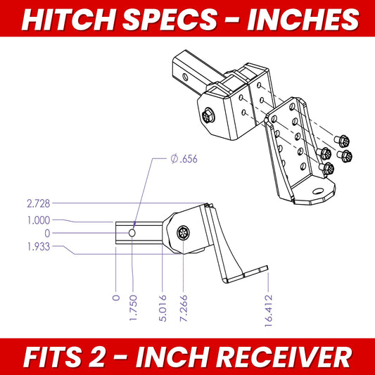 GEN-Y HITCH GH-12005 GEN-Y Hitch Ball Mount for 2" Receiver - Ball Platform with 1″ Diameter Mounting Hole, 6" Drop, 7,000 lbs Towing Capacity, 700 lbs Tongue Weight, Silver, Made in USA