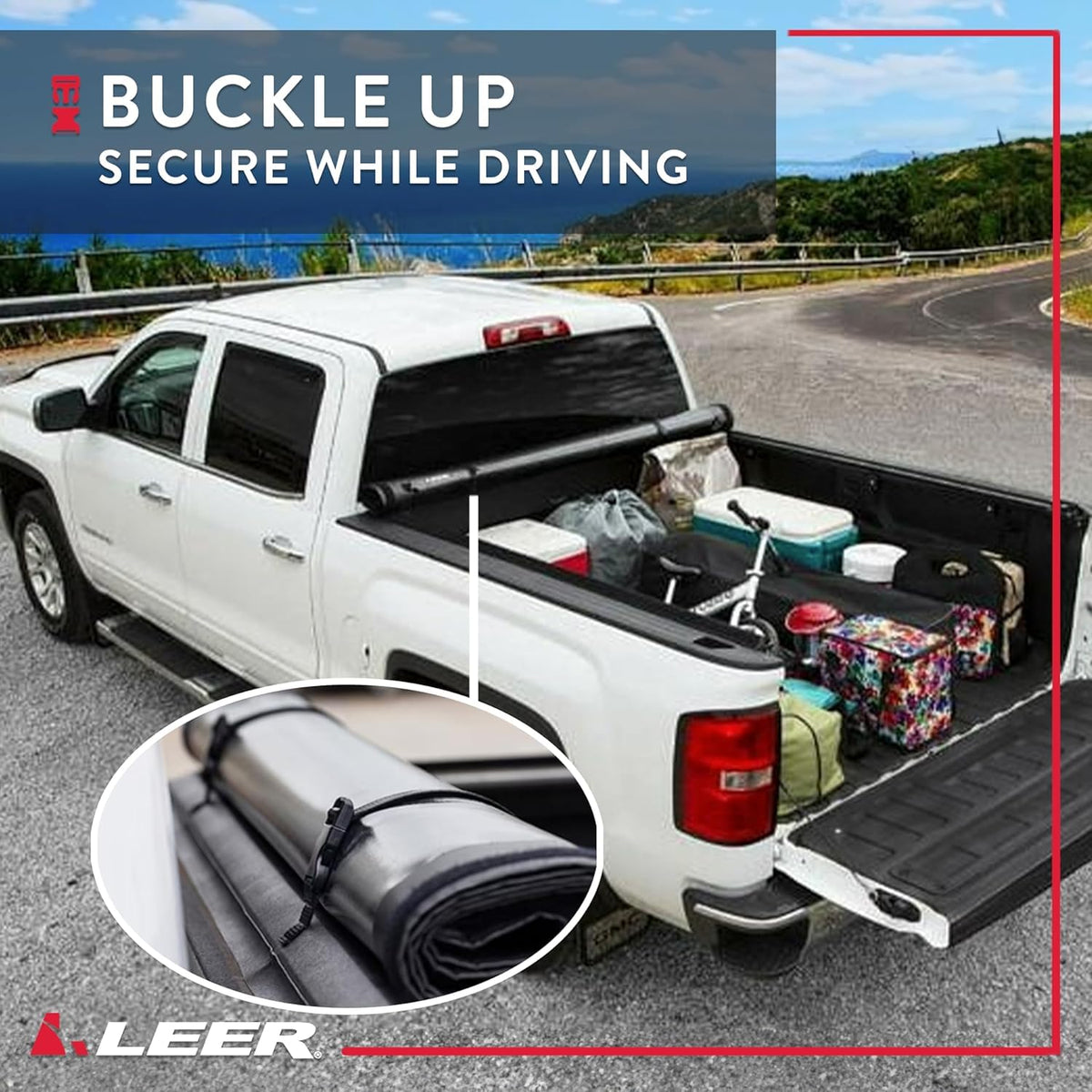 LEER 610335 LEER SR250 Soft Rolling Tonneau Cover, Fits 2022-2026 Nissan Frontier with 4'10" Truck Bed
