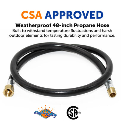 FLAME KING MB100383-48 Flame King 48-inch Propane Thermo Plastic Hose Assembly, 3/8-inch ID, 3/8-inch MPT X 1/2-inch Female Flare, for RVs and Travel Trailers