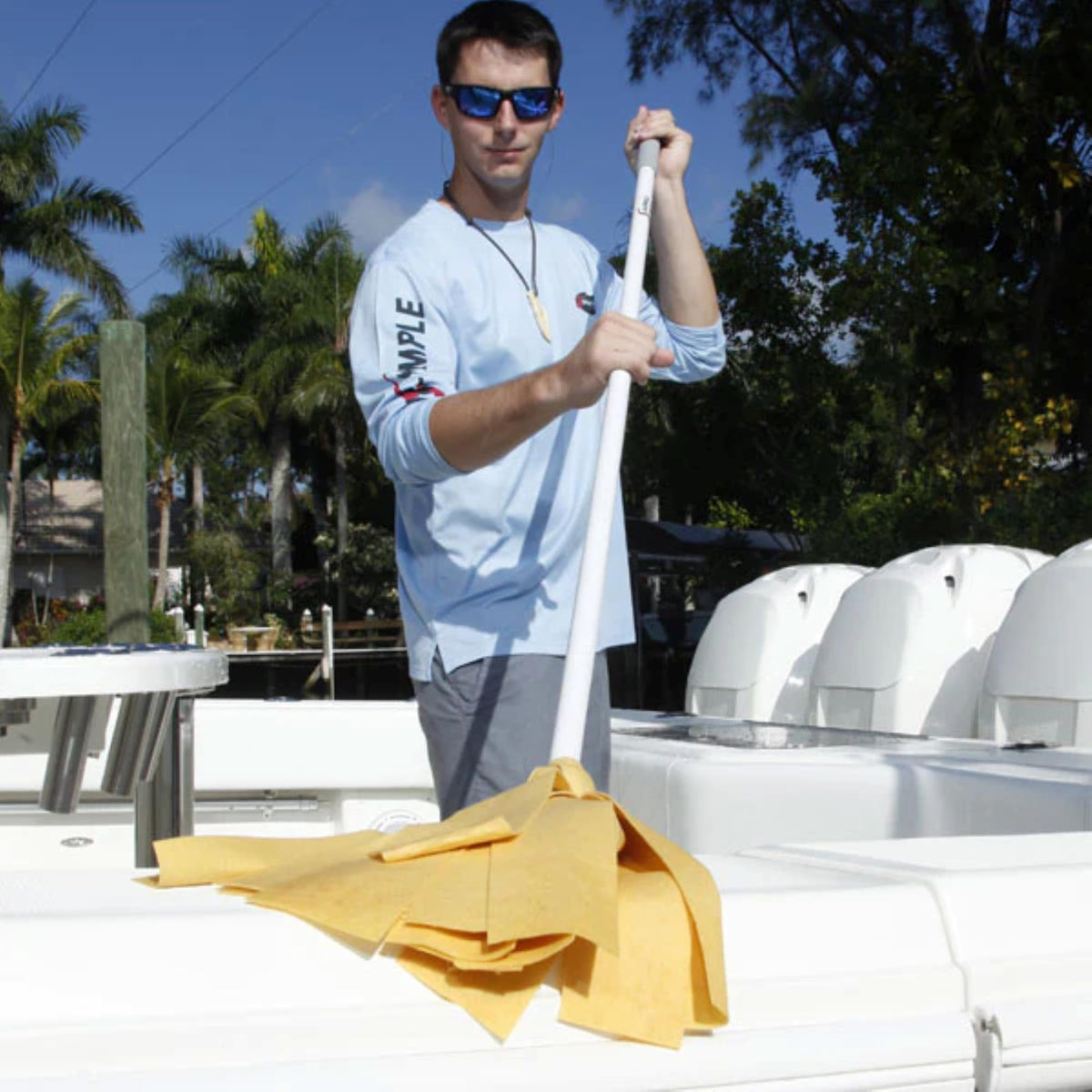Shurhold 2117XL Shurhold 60" Extra Large Water Sprite Deck Mop Bamboo Handle, Absorbent PVA Head for Boat Deck Cleaning, Quick-Dry Mop Head Design, Marine Use