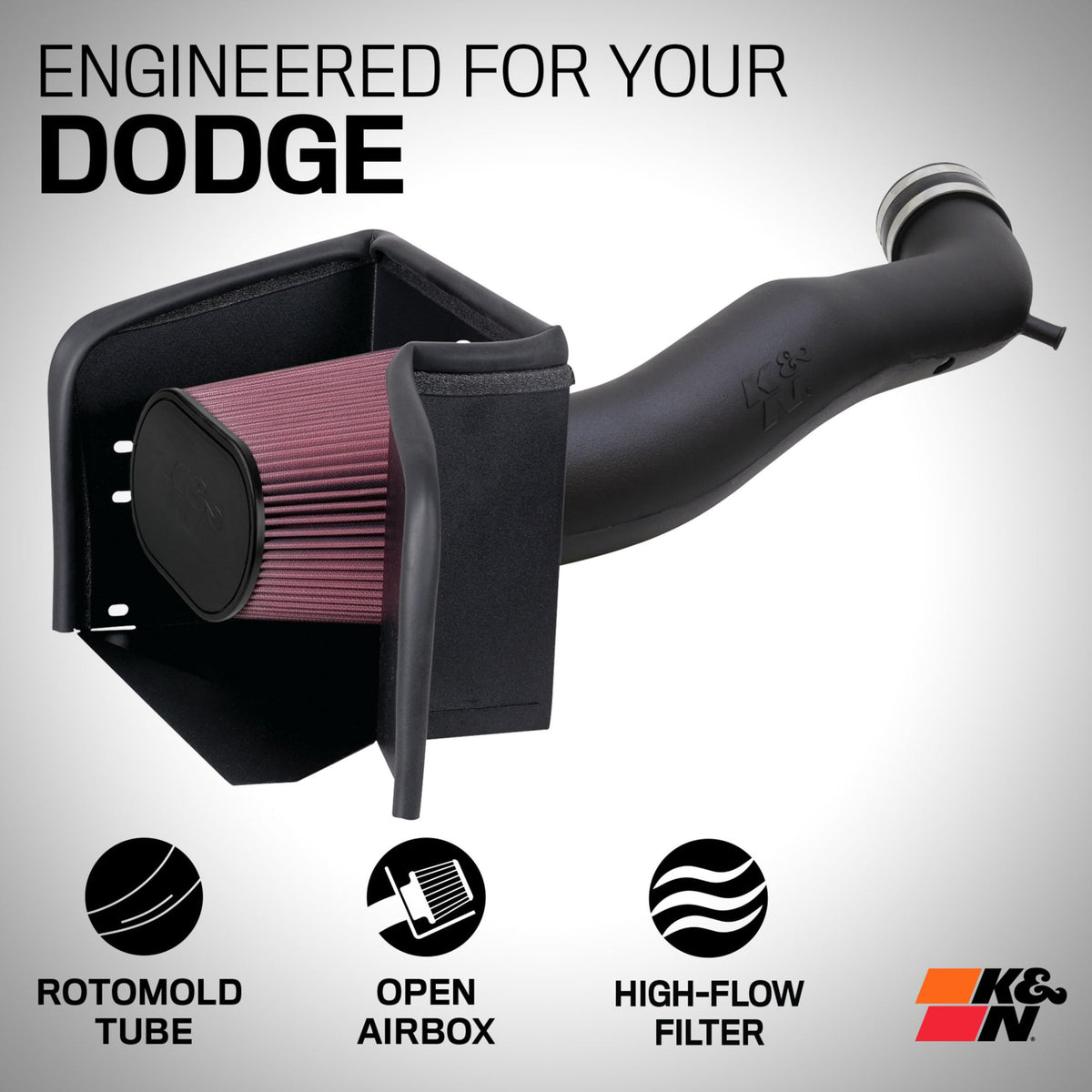 K&N FILTER 57-1533 K&N Cold Air Intake System: High-Flow Air Filter, Increase Performance & Towing: Compatible with 2003-2008 Dodge/RAM: 1500, 2500, 3500, 57-1533