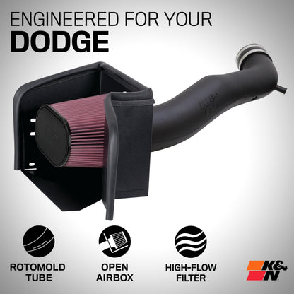 K&N FILTER 57-1533 K&N Cold Air Intake System: High-Flow Air Filter, Increase Performance & Towing: Compatible with 2003-2008 Dodge/RAM: 1500, 2500, 3500, 57-1533