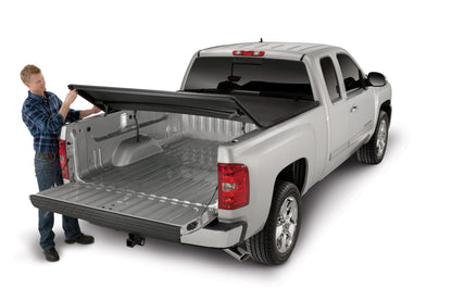 TRAILFX TFX1002 TrailFX Tonneau Cover Fits 2004 2012 Chevrolet Colorado 2004 2012 GMC Canyon TrailFX TFX1002 Soft Tri Fold Black Vinyl Aluminum Rails Non Lockable