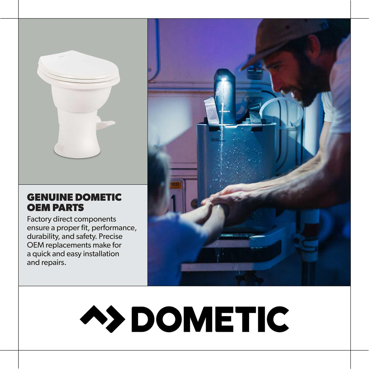 DOMETIC 385311462 Genuine Dometic OEM Rubber Toilet Seal Kit | 2001 Toilets & Newer | Simple RV Toilet Repair or Replacement Part | Black - (385311462)