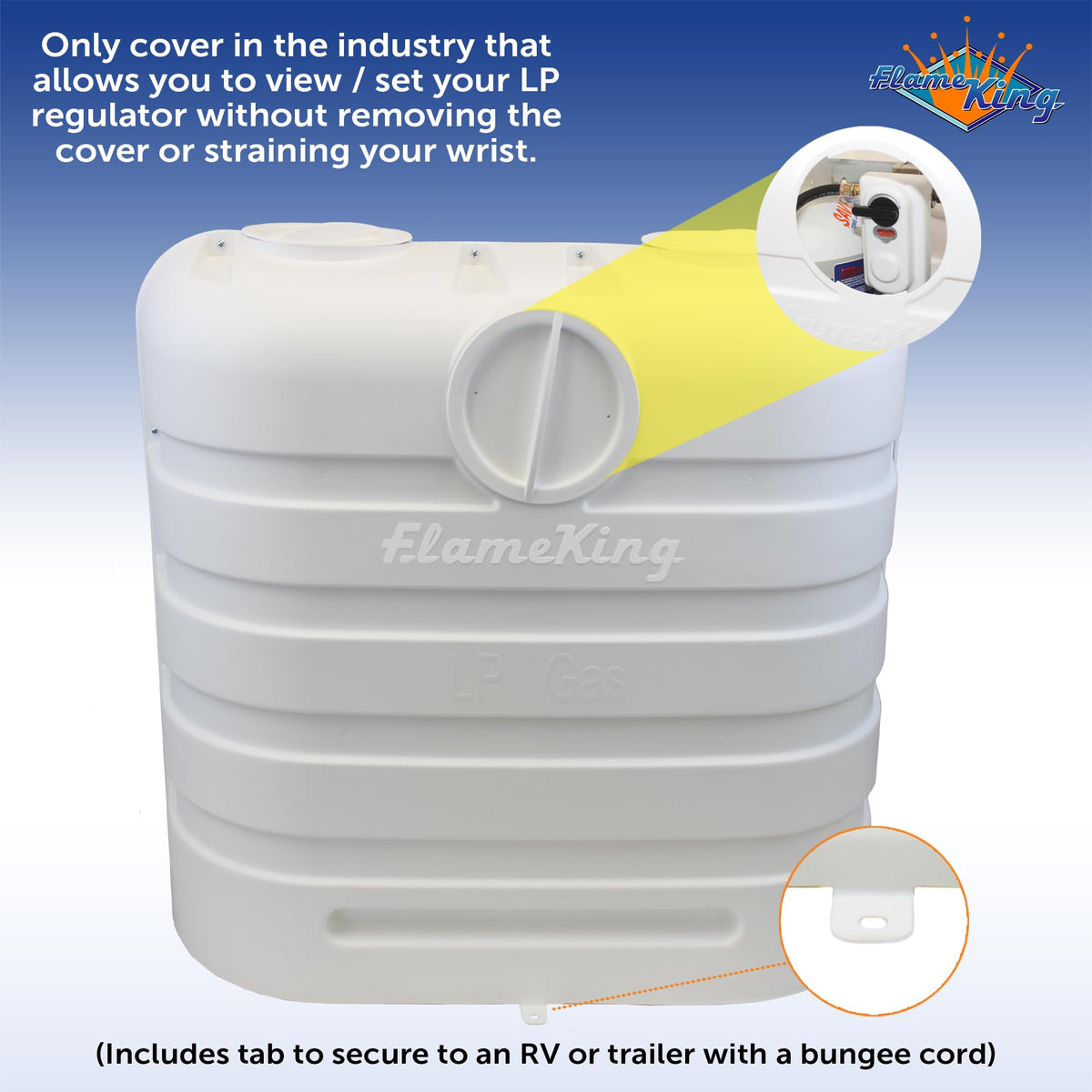 FLAME KING YSN-PCC-RV30-WHT Flame King Dual 30LB LP Propane Tank Light Plastic Heavy Duty Cover for RV, Travel Trailer, Camper - White
