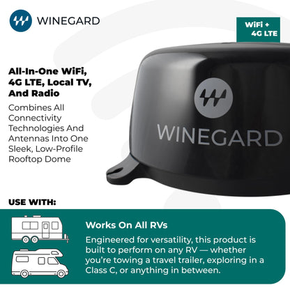 WINEGARD WF2-95B Winegard Connect 2.0 4G+ WF2-95B – Outdoor 4G LTE Router, Wi-Fi Booster & HDTV/AM-FM Antenna, Long-Range Wi-Fi
