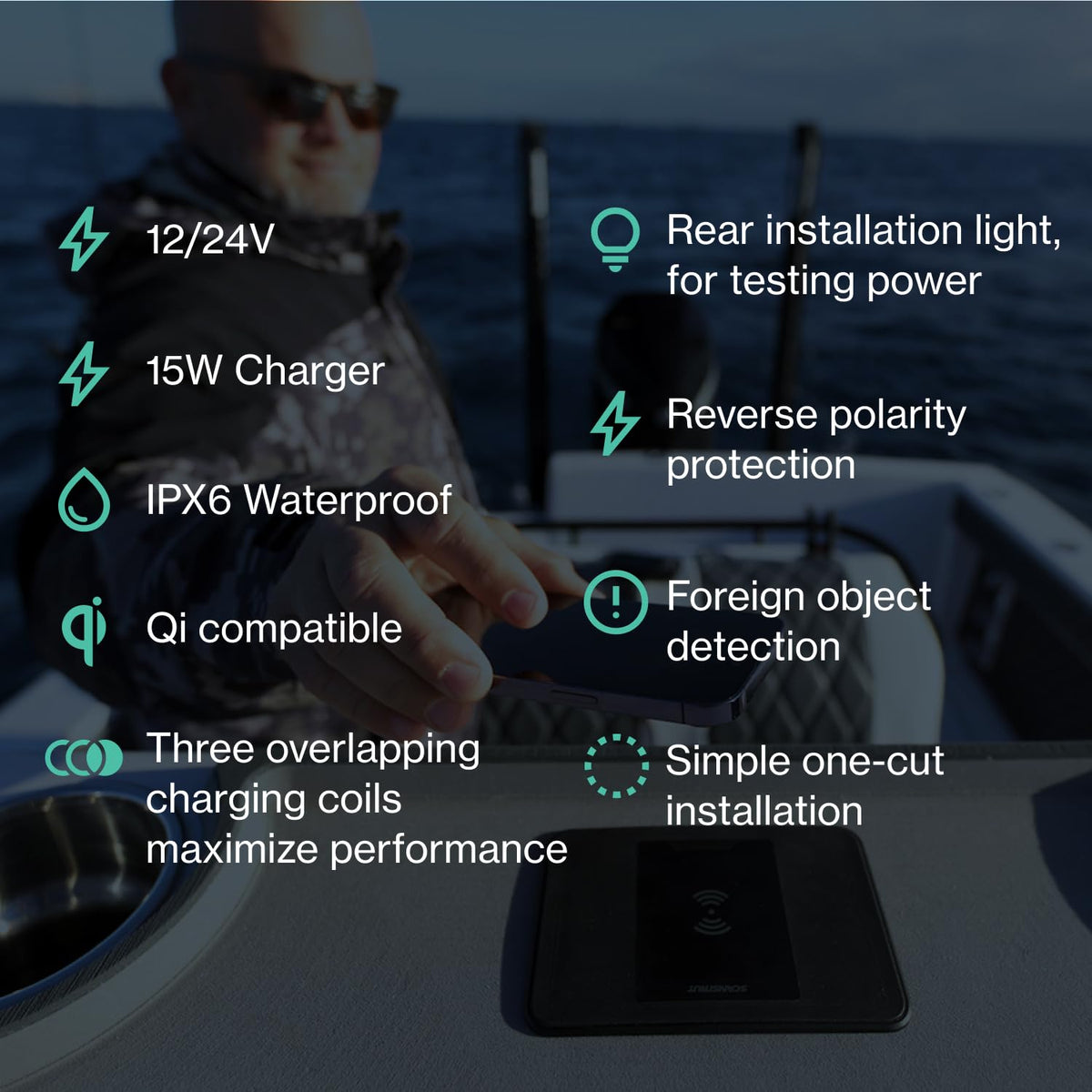 SCANSTRUT SC-CW-2GT Scanstrut SC-CW-2GT Surface 15W 3-Coil Waterproof Wireless Charger