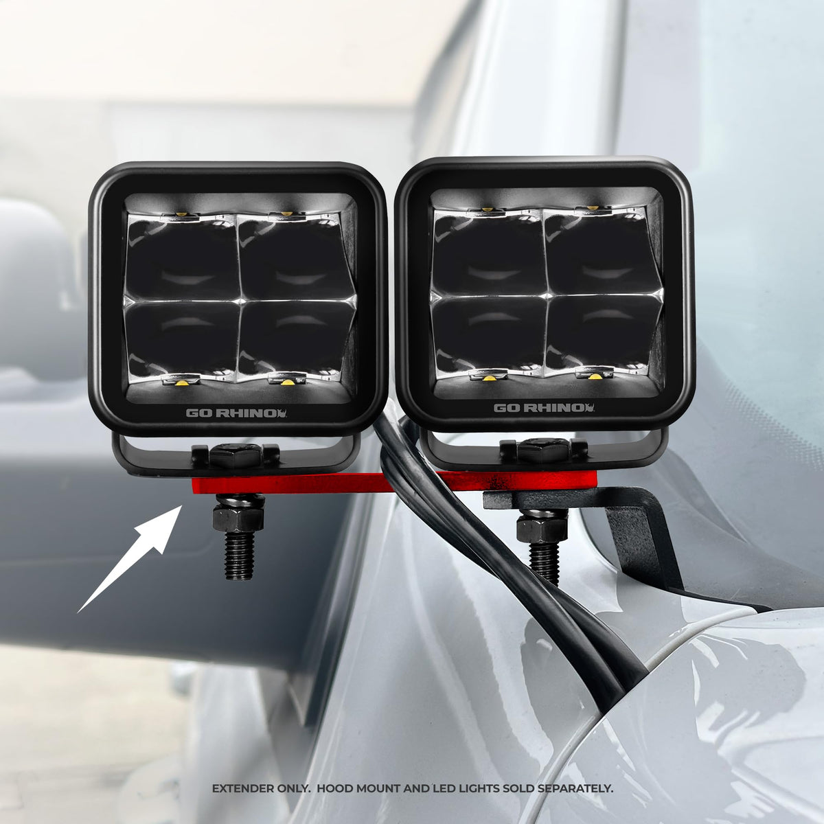 GO RHINO 732400T XE Hood Hinge Cube Light Mounts-Dogbone Bracket -Fits 2x2 or 3x3 LED Light Cubes