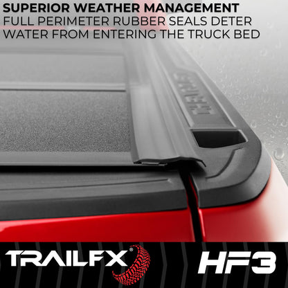 Trailfx TFX8009 TrailFX Hard Tri-Fold Truck Bed Tonneau Cover Fits 2022-2025 Nissan Frontier 5 Foot Bed Gloss Black Aluminum Low Profile Lockable 3-Panel Folding Design TrailFX TFX8009 HF3
