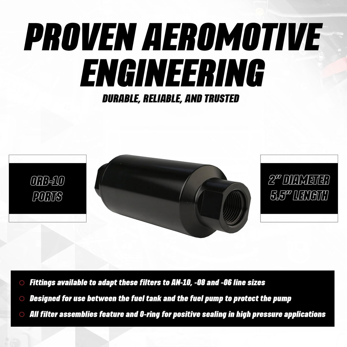 AEROMOTIVE 12324 Aeromotive 100 Micron Inline Fuel Filter - Stainless Steel Element - 12324