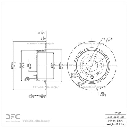 Dynamic Friction 604-67050 Rear Brake Rotor