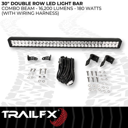 TRAILFX 30DRCM TrailFX 30DRCM Light Bar 30 Inch Dual Row LED 180W Comb Spot and Flood Light 16200 Raw Lumens Black Aluminum Housing IP67 with Brackets and Installation Hardware