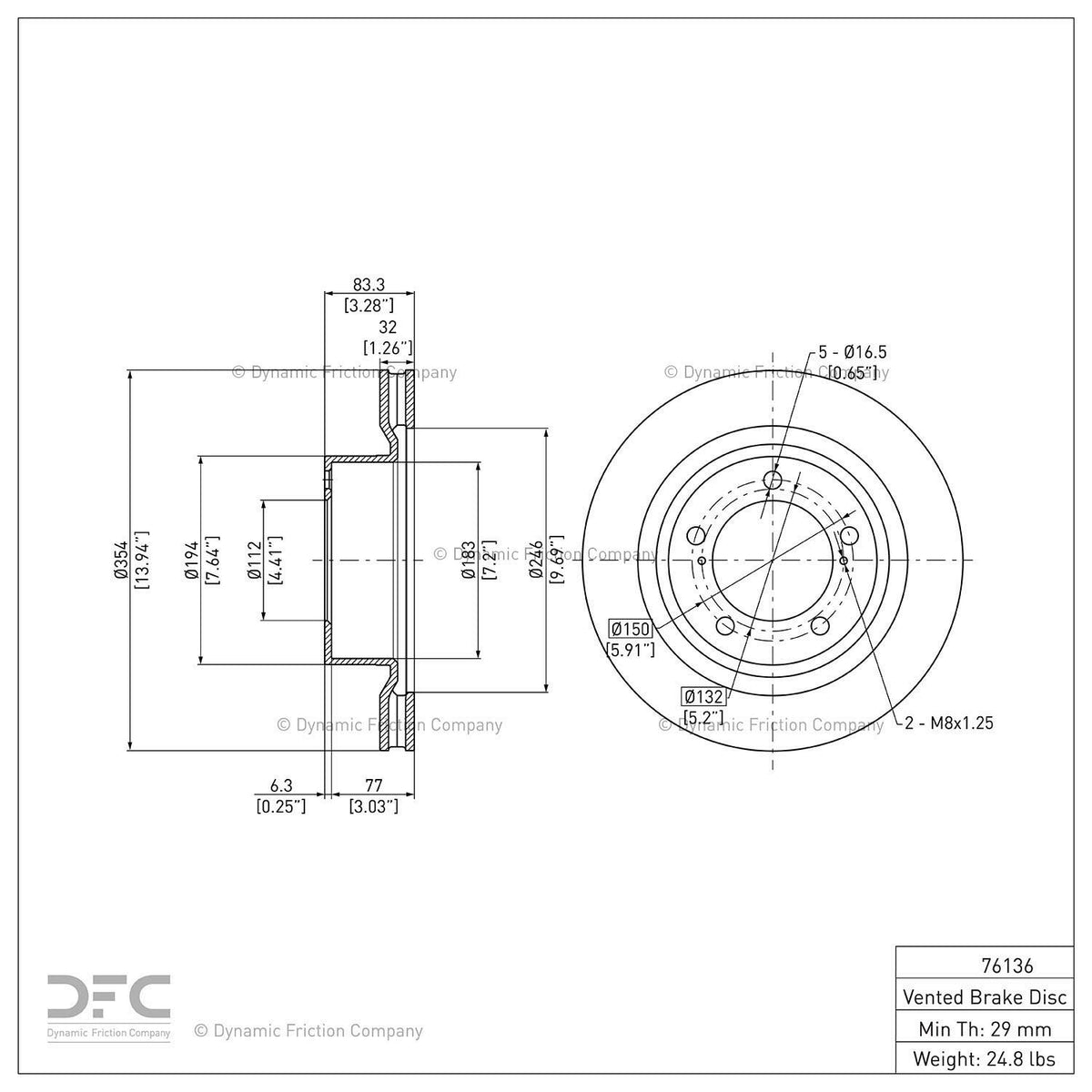 Dynamic Friction 604-76136 Front Brake Rotor