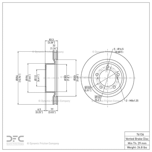 Dynamic Friction 604-76136 Front Brake Rotor