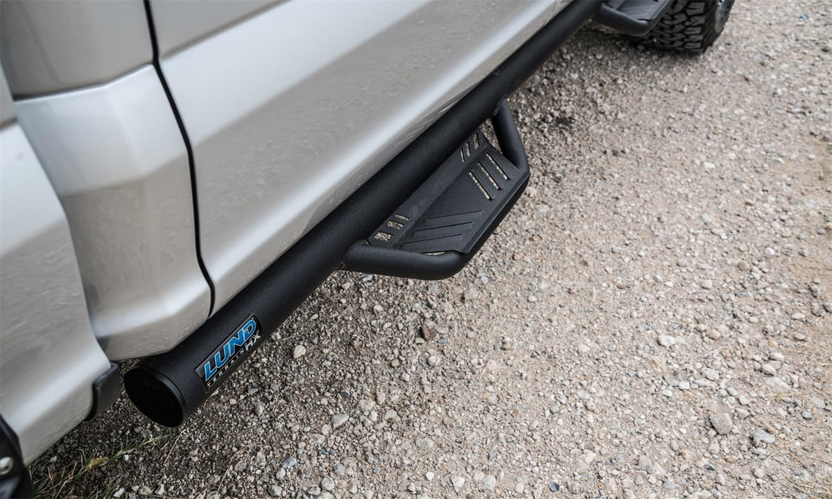 LUND 34641334 RealTruck Lund 34641334 Black Steel Terrain HX Step Nerf Bars for 2009-2015 Dodge Ram 1500 Quad Cab