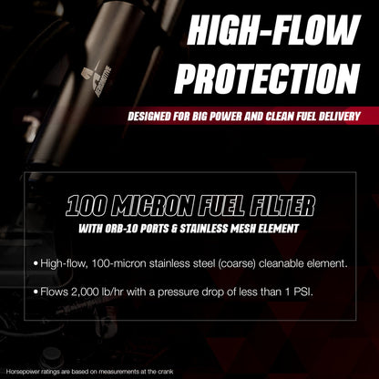 AEROMOTIVE 12324 Aeromotive 100 Micron Inline Fuel Filter - Stainless Steel Element - 12324