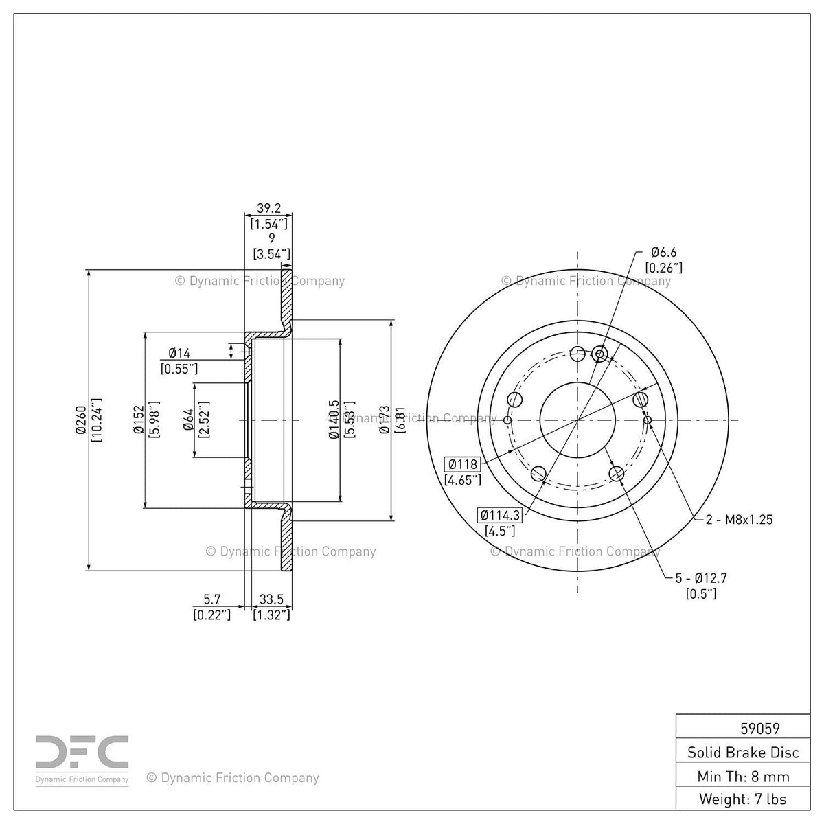 Dynamic Friction 604-59059 Rear Brake Rotor