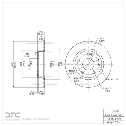 Dynamic Friction 604-59059 Rear Brake Rotor