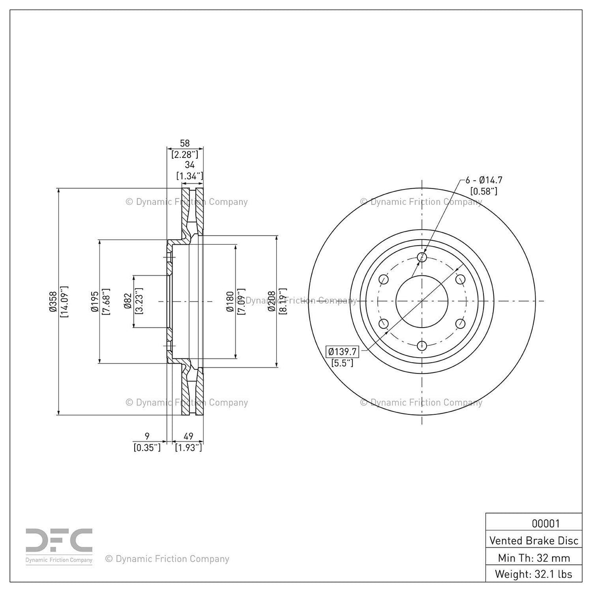 Dynamic Friction 600-11033 Front Brake Rotor