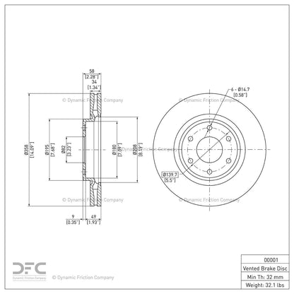 Dynamic Friction 600-11033 Front Brake Rotor