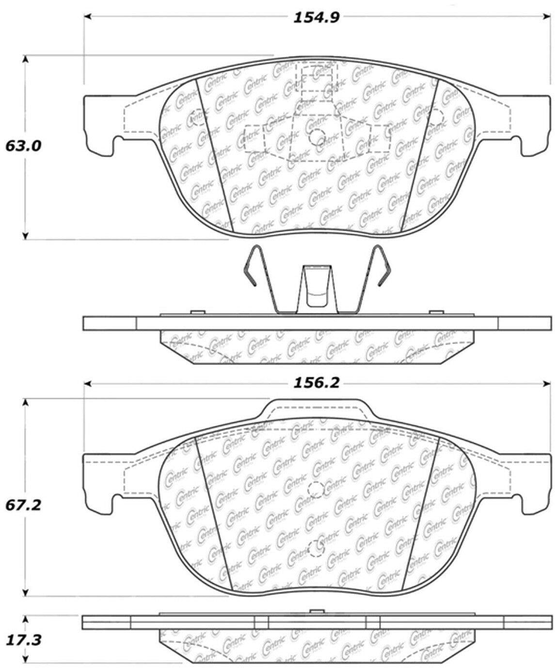 CENTRIC PARTS 105.10440 Centric 105.10440 Posi Quiet Premium Ceramic Disc Brake Pad Set with Shims For Ford, Mazda and Volvo Select Model Years