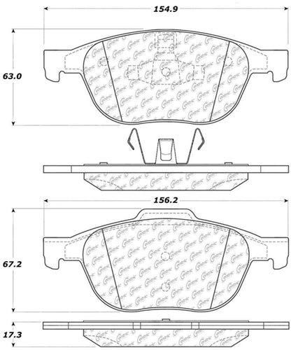 CENTRIC PARTS 105.10440 Centric 105.10440 Posi Quiet Premium Ceramic Disc Brake Pad Set with Shims For Ford, Mazda and Volvo Select Model Years