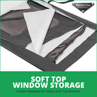 MASTERTOP 13100301 MasterTop - Soft Top Window Roll - Compatible with Jeep Wrangler Accessories CJ YJ TJ JK - Multi Layer Felt Vinyl Window Protection Storage - 1976-2018 - Glass Protection