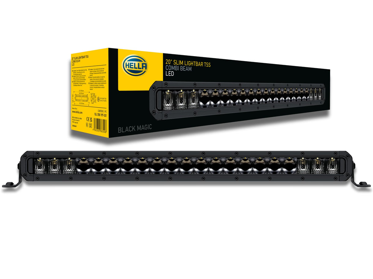 HELLA 358197301 Hella Black Magic Tough 20 Inch Slim LED Light Bar - Performance High Beam Off-Road Light for Pickup Trucks, ATV, SUV, 4x4, Jeep, Tractors / 358197301