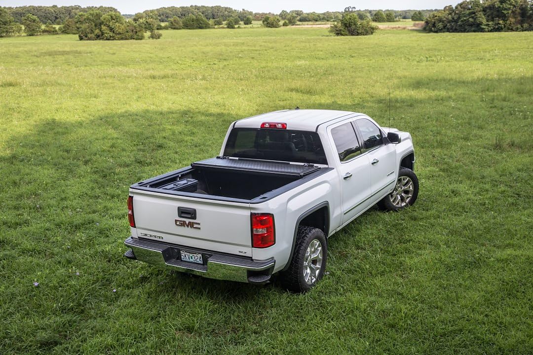 TRAILFX TFX1527 TrailFX TFX1527 Standard Flush Tri-Fold Hard Tonneau Cover Lockable Black FRP and Aluminum Fits 2014–2018 Chevy Silverado 1500 and GMC Sierra 1500