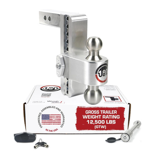 WEIGH SAFE LTB8-2-KA Weigh Safe Adjustable Trailer Hitch Ball Mount, 8" Adjustable Drop Hitch for 2" Receiver w/ 2 pc Keyed Alike Lock Set, Heavy Duty Aluminum Trailer Tow Hitch w/Stainless Steel Tow Balls, 12,500 lbs GTW