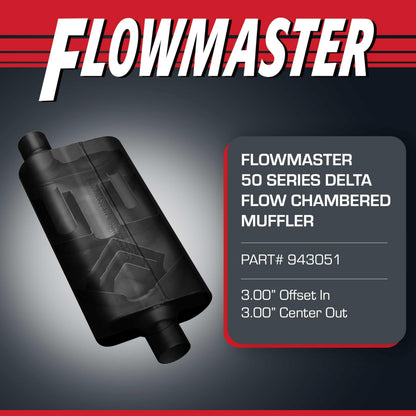 FLOWMASTER 943051 Flowmaster 50 Series Delta Flow® Muffler – 3.00" Offset In/Center Out