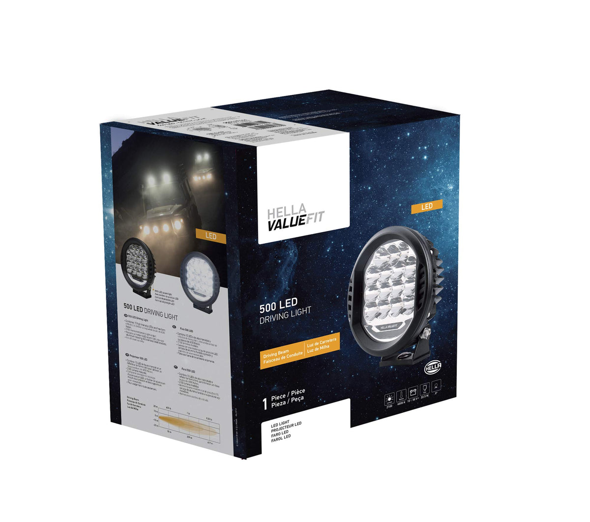 HELLA 358117161 Hella ValueFit 500 LED Series - LED Driving Lamp – Universal Off-Road Light for Pickup Trucks, ATV, SUV, 4x4, Jeep, Tractors / 358117161