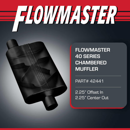 FLOWMASTER 42441 Flowmaster 40 Series Chambered Muffler – 2.25" Offset In / 2.25" Center Out