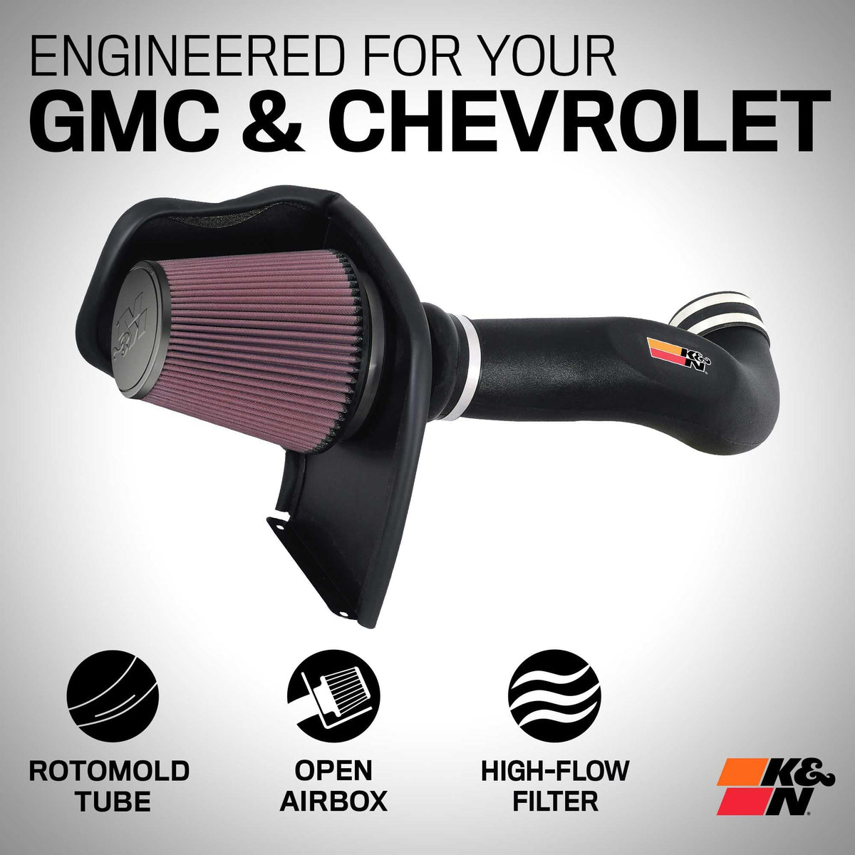 K&N FILTER 57-3050 K&N Cold Air Intake System: High-Flow Air Filter, Increase Performance & Towing: Compatible with 2005-2007 Chevy/GMC/Cadillac: Silverado, Suburban, Tahoe, Sierra, Yukon, Escalade, Avalanche, 57-3050