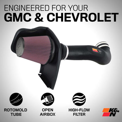 K&N FILTER 57-3050 K&N Cold Air Intake System: High-Flow Air Filter, Increase Performance & Towing: Compatible with 2005-2007 Chevy/GMC/Cadillac: Silverado, Suburban, Tahoe, Sierra, Yukon, Escalade, Avalanche, 57-3050