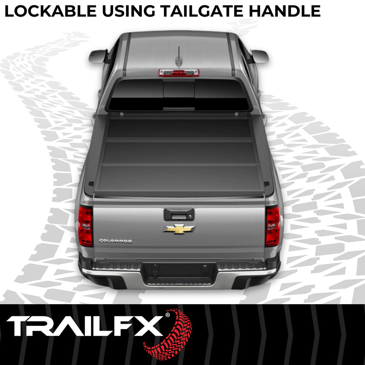 TRAILFX TFX1701 TrailFX Tonneau Cover Fits 2015-2022 Chevy Colorado and Fits 2015-2022 Premium Flush Tri-Fold Hard Lockable Black Aluminum Carpeted Under Panels TrailFX TFX1701